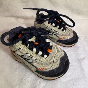 Sketchers Toddler Shoes Size 3 Beige Navy Orange Athletic Sneakers Lace Up Kids
